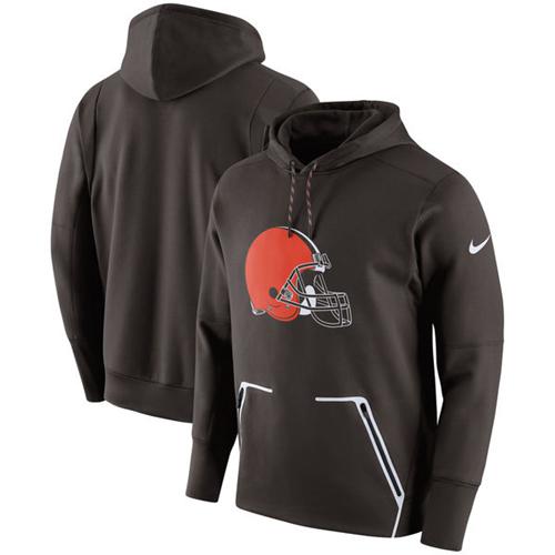 Men's Cleveland Browns Nike Brown Champ Drive Vapor Speed Performance Pullover Hoodie